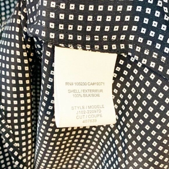 Joie Women’s 100% Silk Black White Window Pane Blouse V-Neck Pullover Size Small - Picture 7 of 8